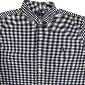 Polo Ralph Lauren Shirt Mens Size XL Blue White Gingham Check Button Down Cotton